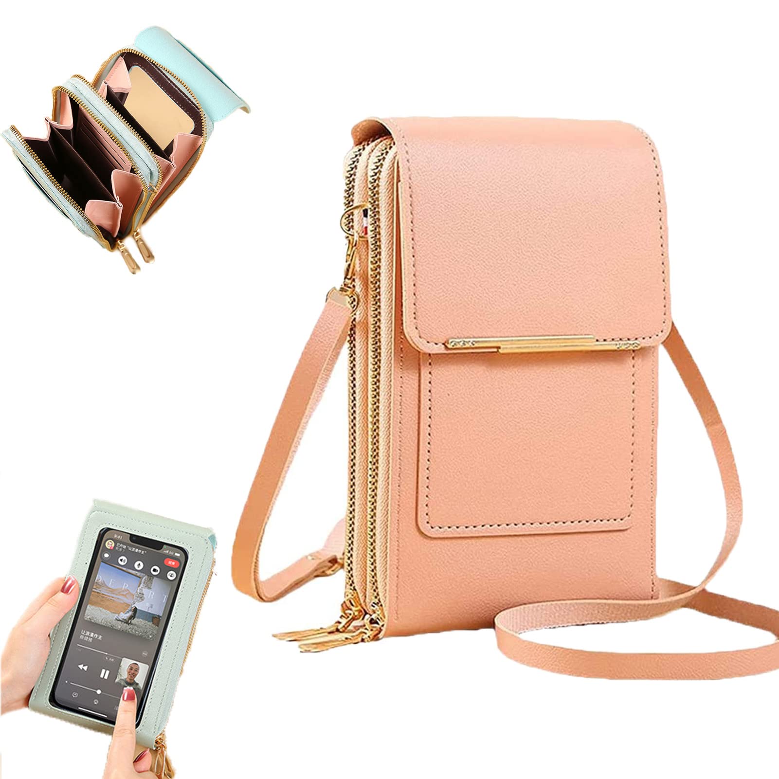 Nsra C Anti-Theft Leather Rossbody Ellphone Purse, Blocking Pu Leather Bag (C)