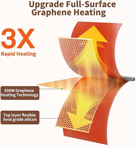 Miniatura 3 de Ugrade - Tapete de calentamiento de superficie completa de grafeno, calentamiento rápido de 500 W, temperatura ajustable, silicona de grado