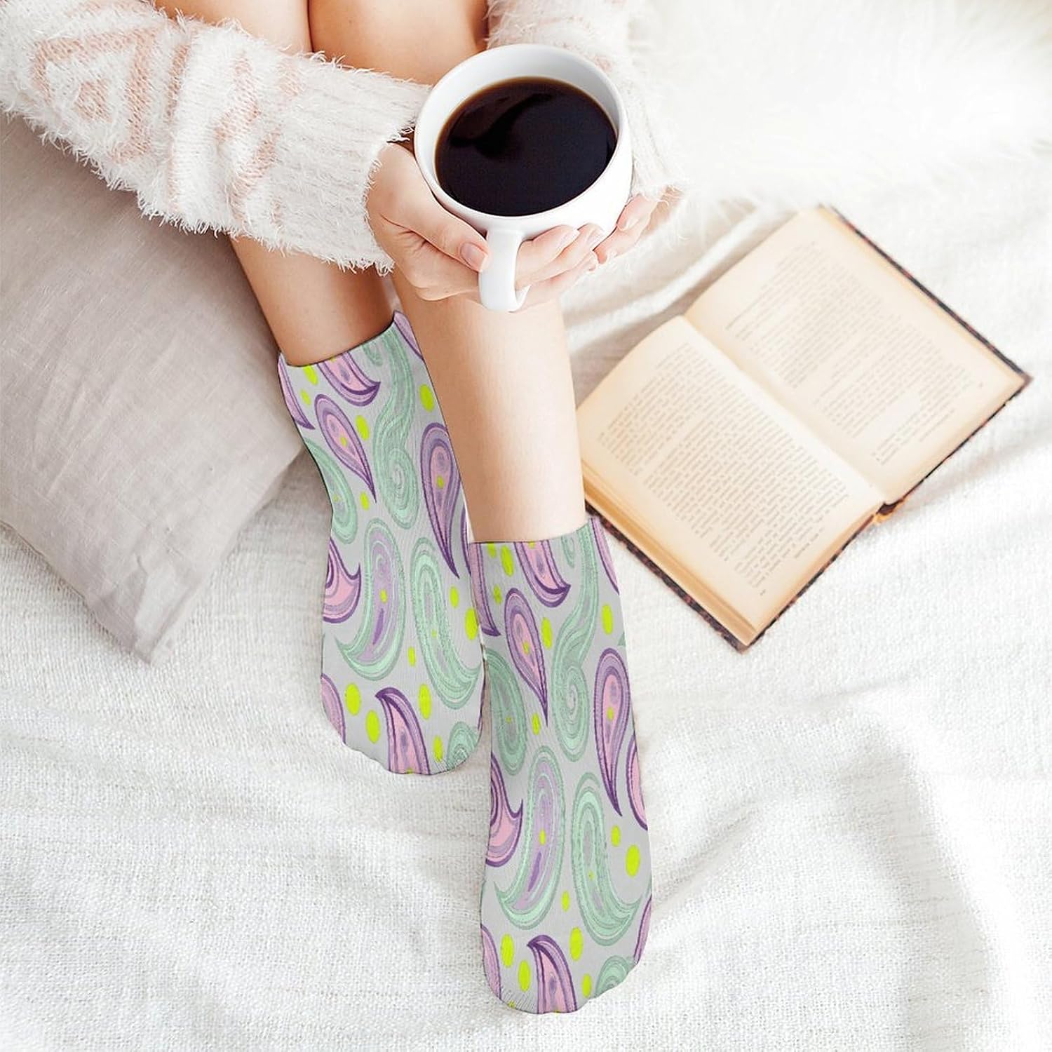 Paisley Crew Sock for Men Women Funny Novelty Socks Athletic Ankle Socks Comfort Soft Low Cut Tab Sock 5 Pairs