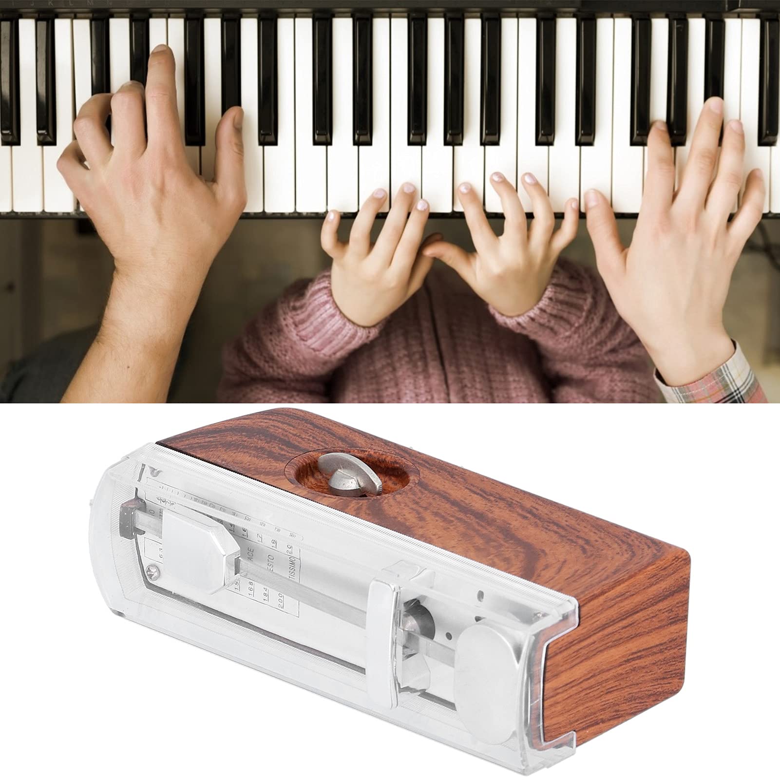 Alomejor Mini Metrónomo Mecánico Portátil de Madera Natural, Ideal para Piano, Guitarra, Violín, Ukulele y Otros Instrumentos Musicales – Sin Baterías, Preciso y Silencioso, Diseño Clásico