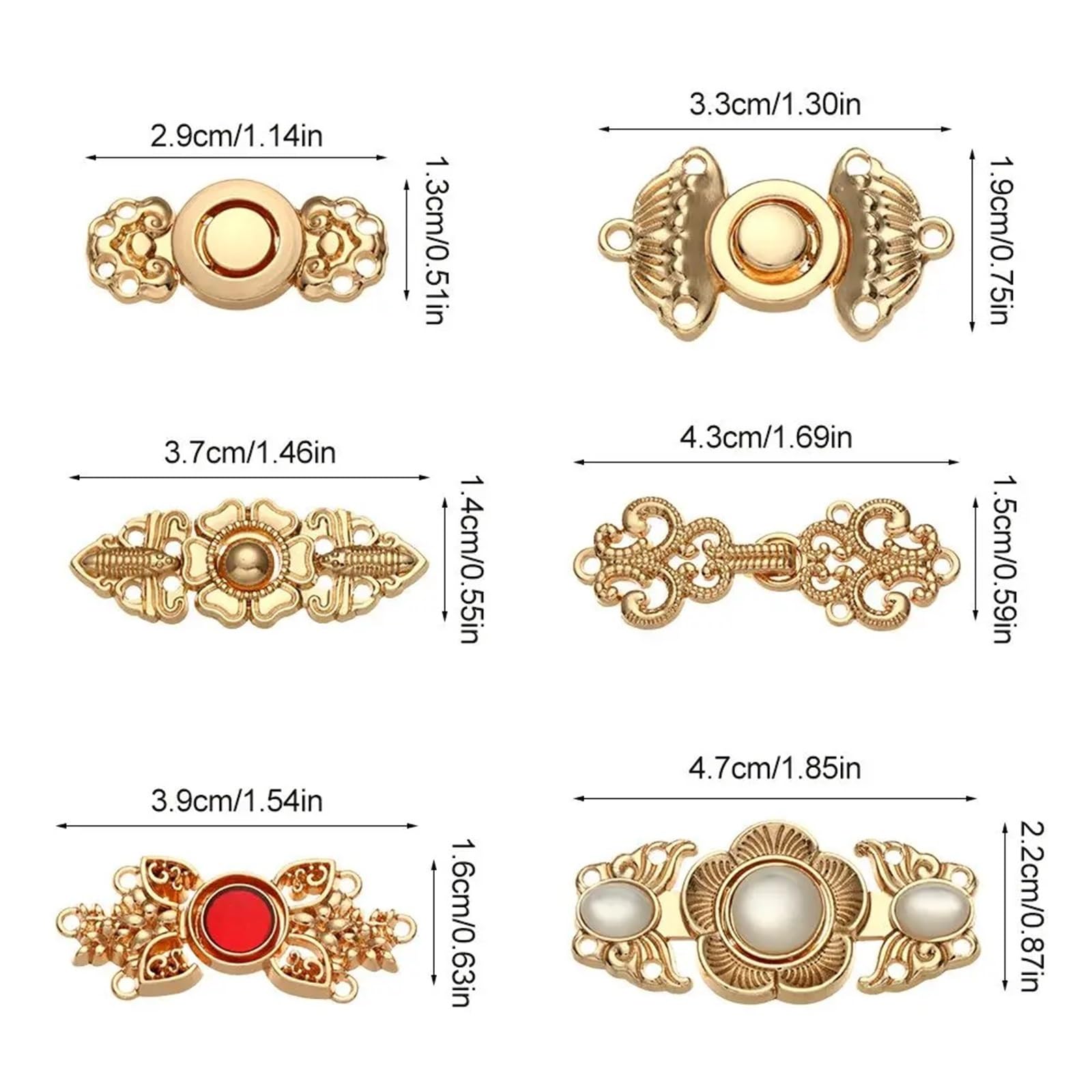 Klipsy do swetrów 80 sztuk Retro metalowe guziki szalik zapięcie sweter Cheongsam klamra łącząca krawiectwo DIY Decor kobiety broszki