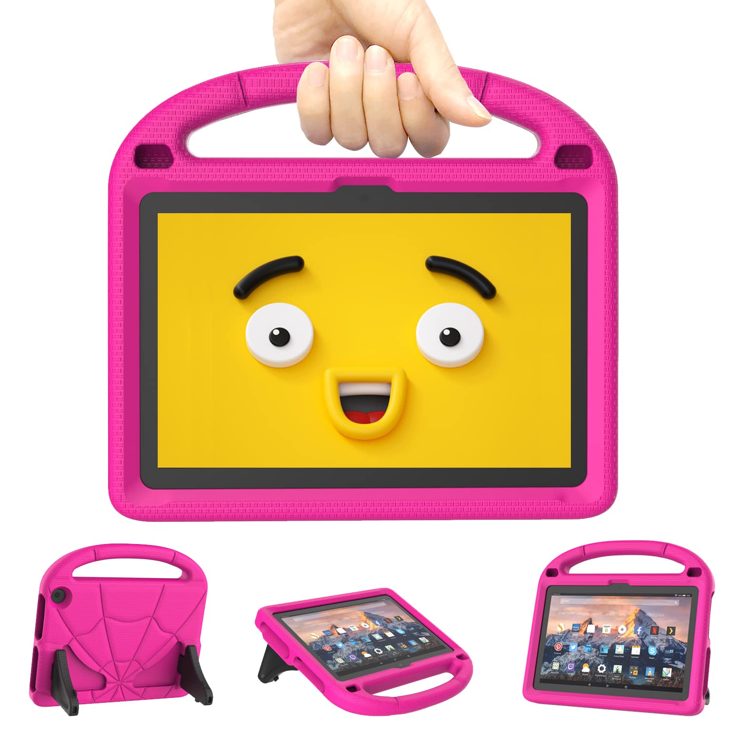 Tablet Protective Case for 8in Tablet Not Fit iPad Samsung 8 inch Tablets(Only 12/10th Gen, 2022/2020 Models) - Patamiyar Lightweight Kids-Friendly Case with Handle Stand - Pink