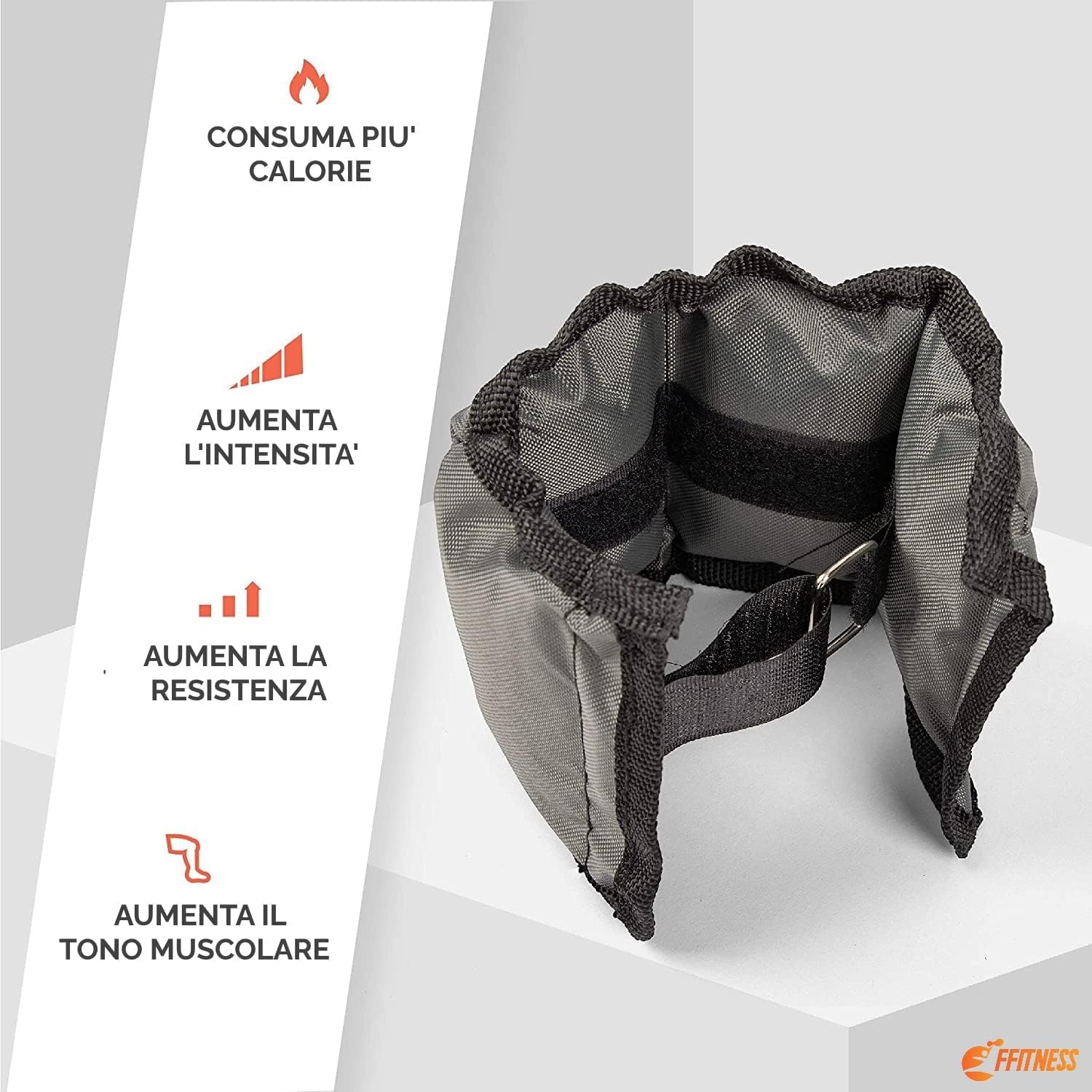 FFitness Pesi x Polsi e Caviglie Wrist/Ankle Weights (2 x 2 kg) con Cinturino Regolabile | ideali per Allenamento Palestra Aerobica Fitness Potenziamento Muscolare