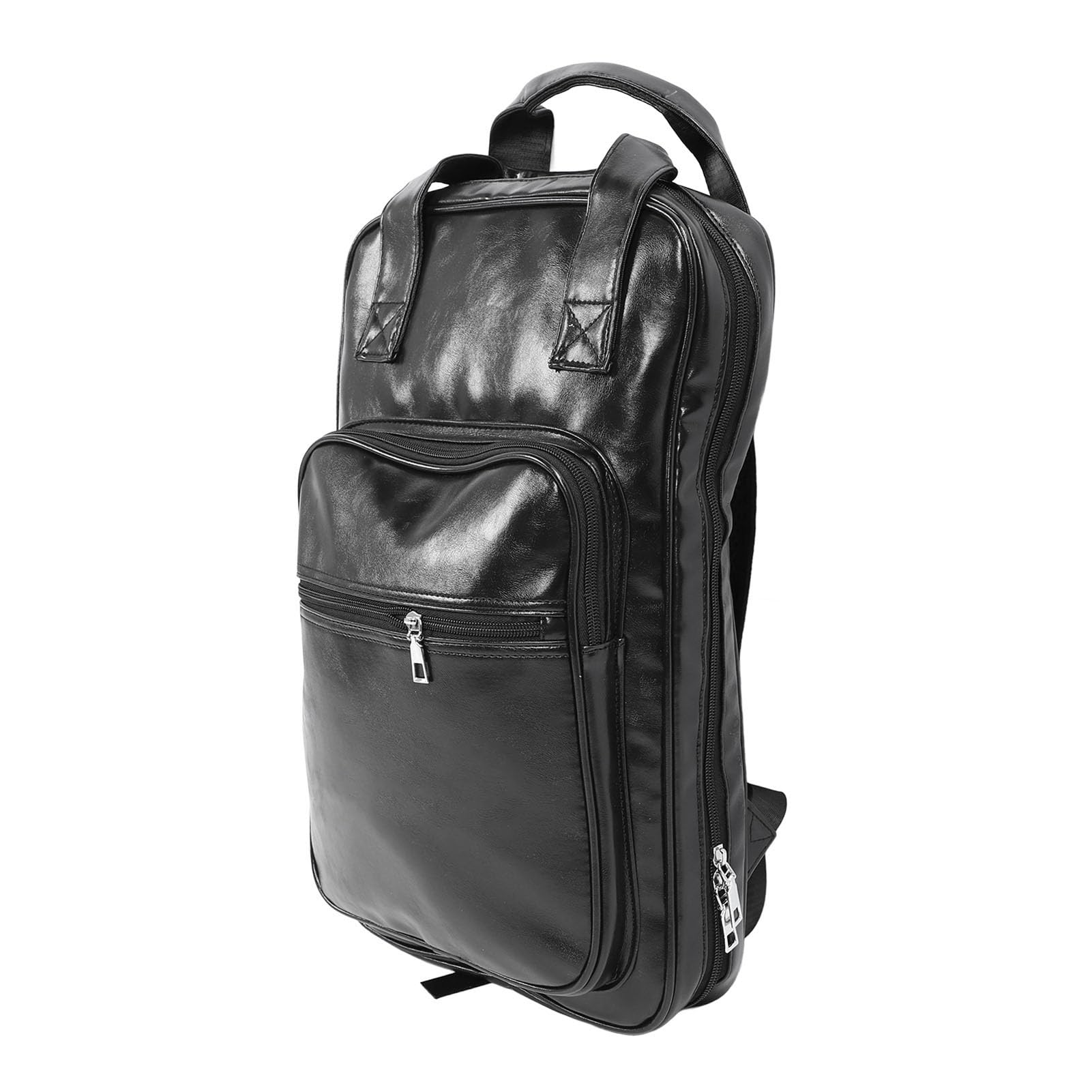Bolsa para baquetas de batería, gruesa y multifuncional, de piel sintética, mochila portátil para bateristas y percusionistas, color negro