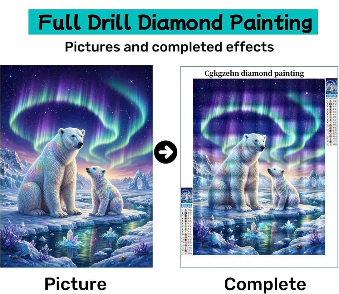 Diamond Painting Polar Bear Kit, Manualidad Creativa90x120cm C8-129