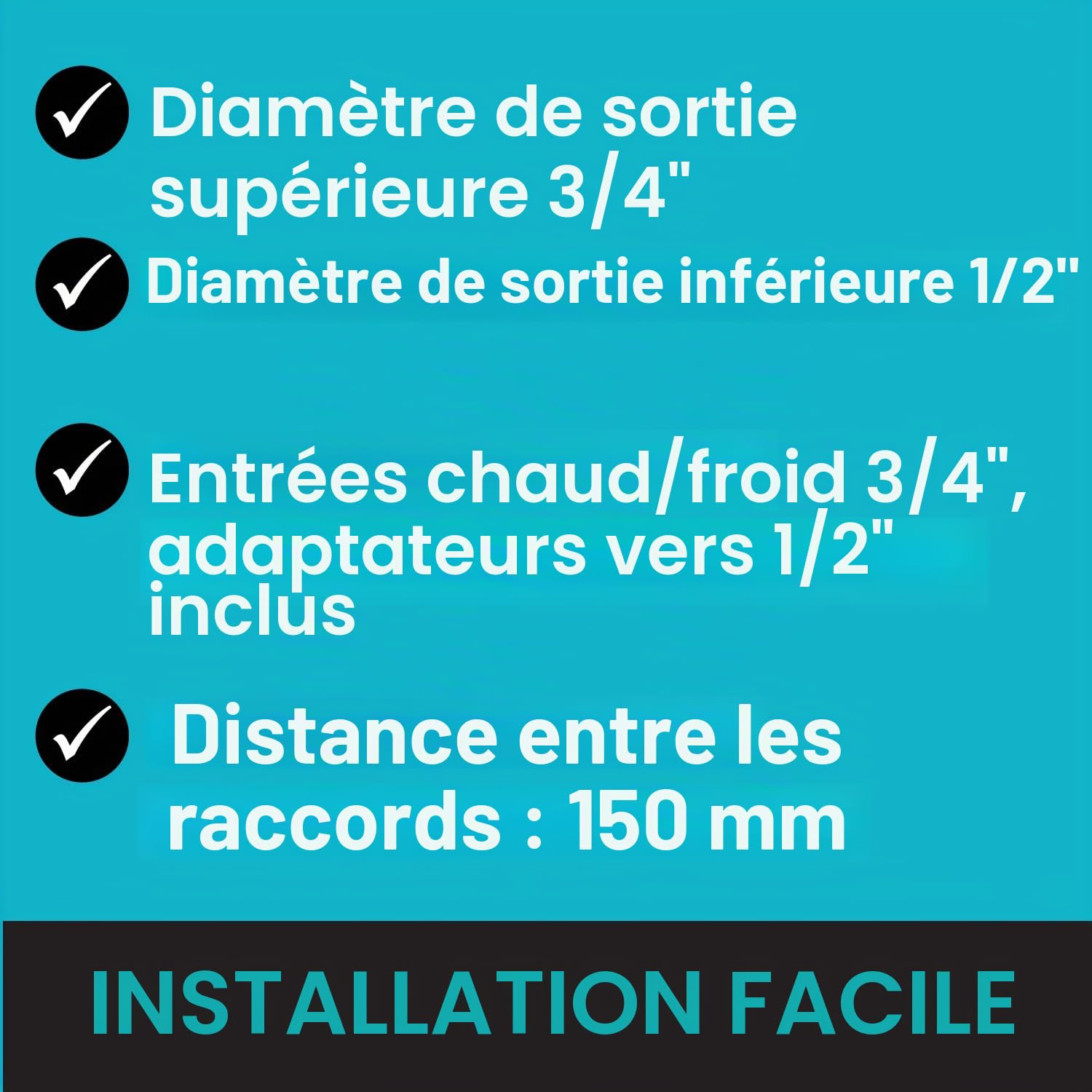 ENKI, Dune, T33, chrom�, mitigeur de douche thermostatique avec deux sorties, laiton massif, dispositif anti-br�lure, contr�le de la temp�rature, design contemporain, garantie 10 ans
