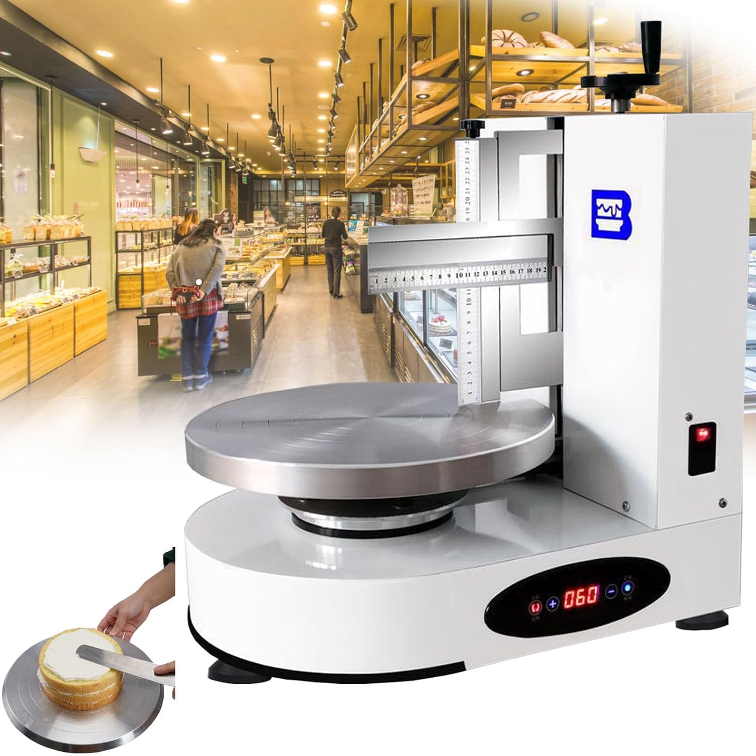 4-12 Inch Automatic Decorating Cake Coating Smoothing Scraping Machine, Cream Decoration Spreader, Frosting Icing Spreading For Dessert Shops
