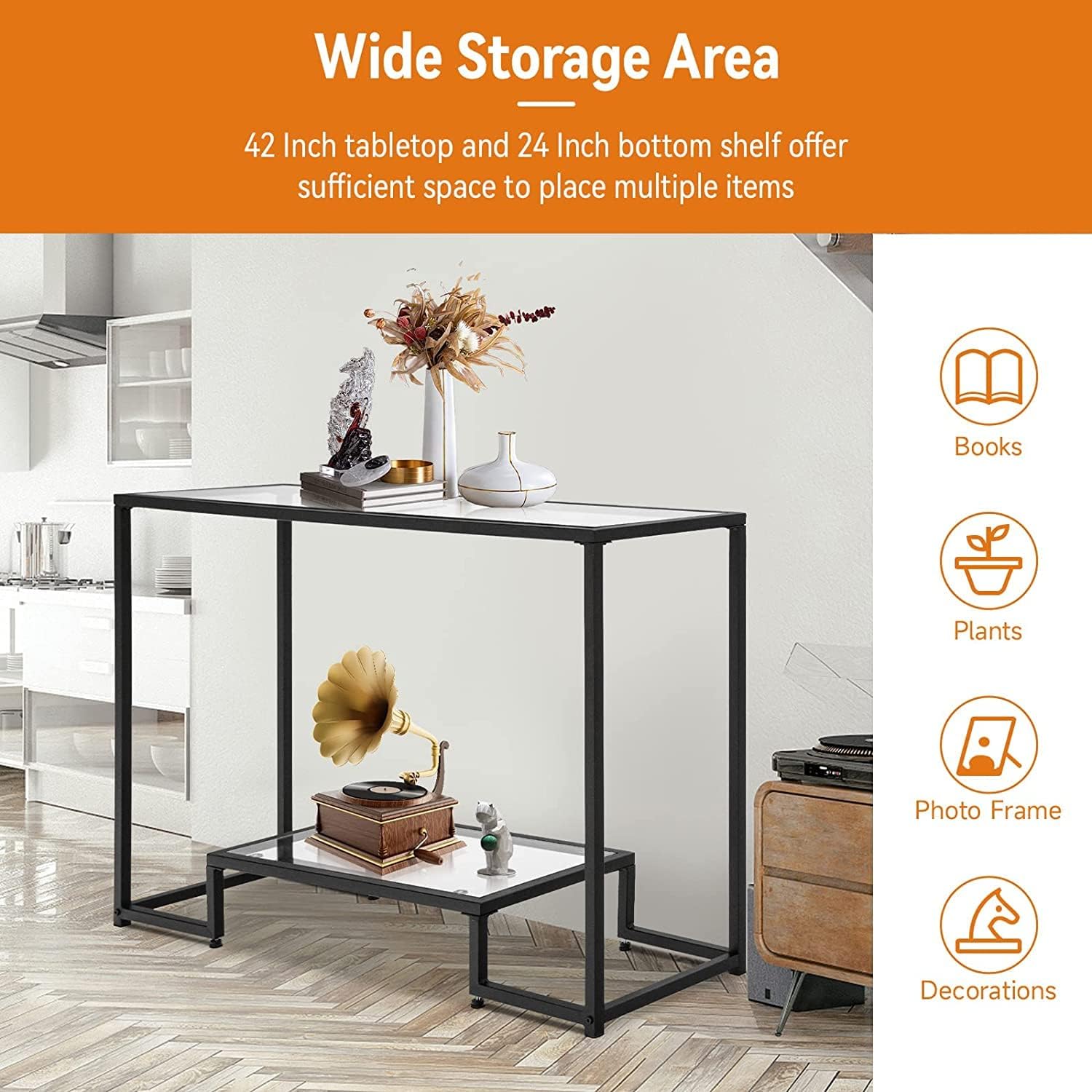 Buy NAFORT Modern Console Table, Accent Tempered Glass Entryway Table