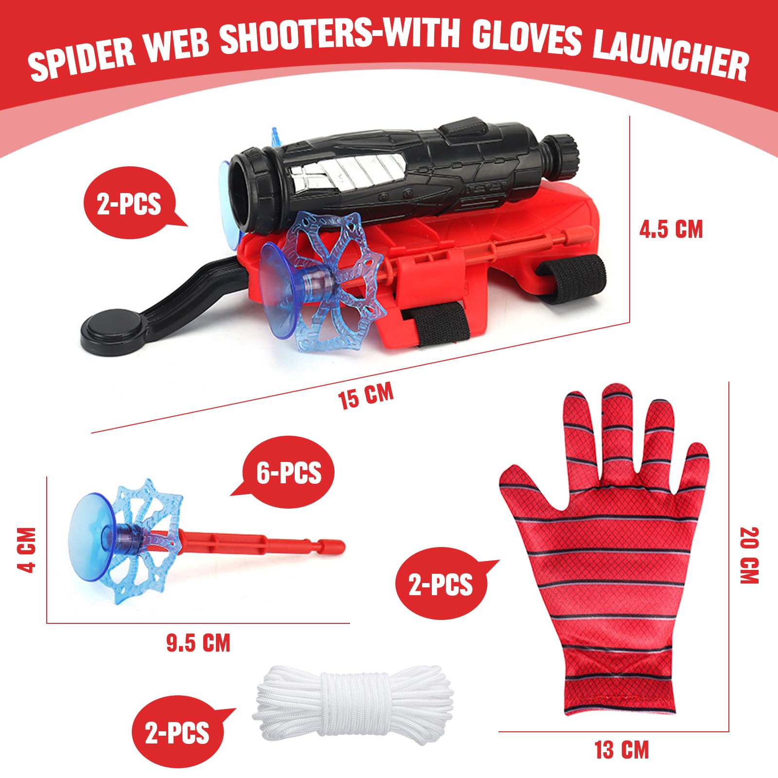 Lot De 2 Gants Lanceur Spider - Jouet Poignet Lanceur Araignée Pour Enfants - Cosplay Héros
