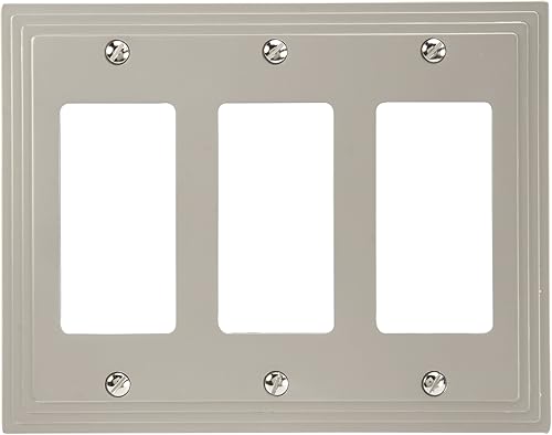 Miniatura 1 de Amerelle Steps Triple Rocker - Placa de pared de metal fundido en níquel satinado
