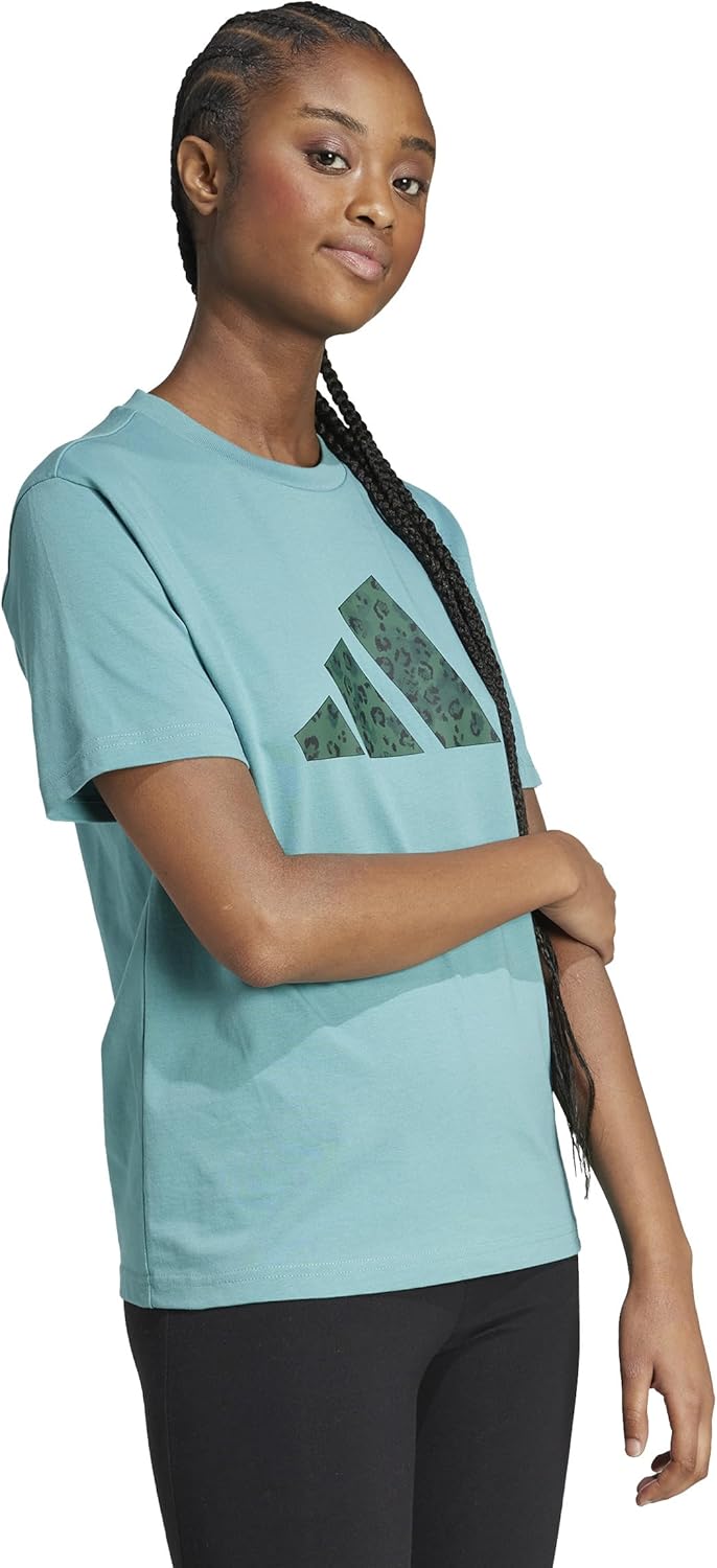 Adidas Womens Animal Print Graphic T-Shirt - Image 2