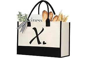 Initial Canvas Tote Bag, Personalized Beach Jute Bag Present