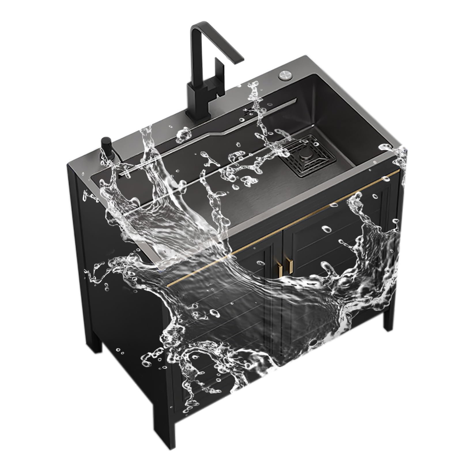 DFGHNBVC Free Standing Single Kitchen Sink Commercial Sink Laundry Room Sink With Cabinet With Drainer Unit And Tap Utility Room Bathroom Vanity Sinks Combo For Patio Garden Outdoor