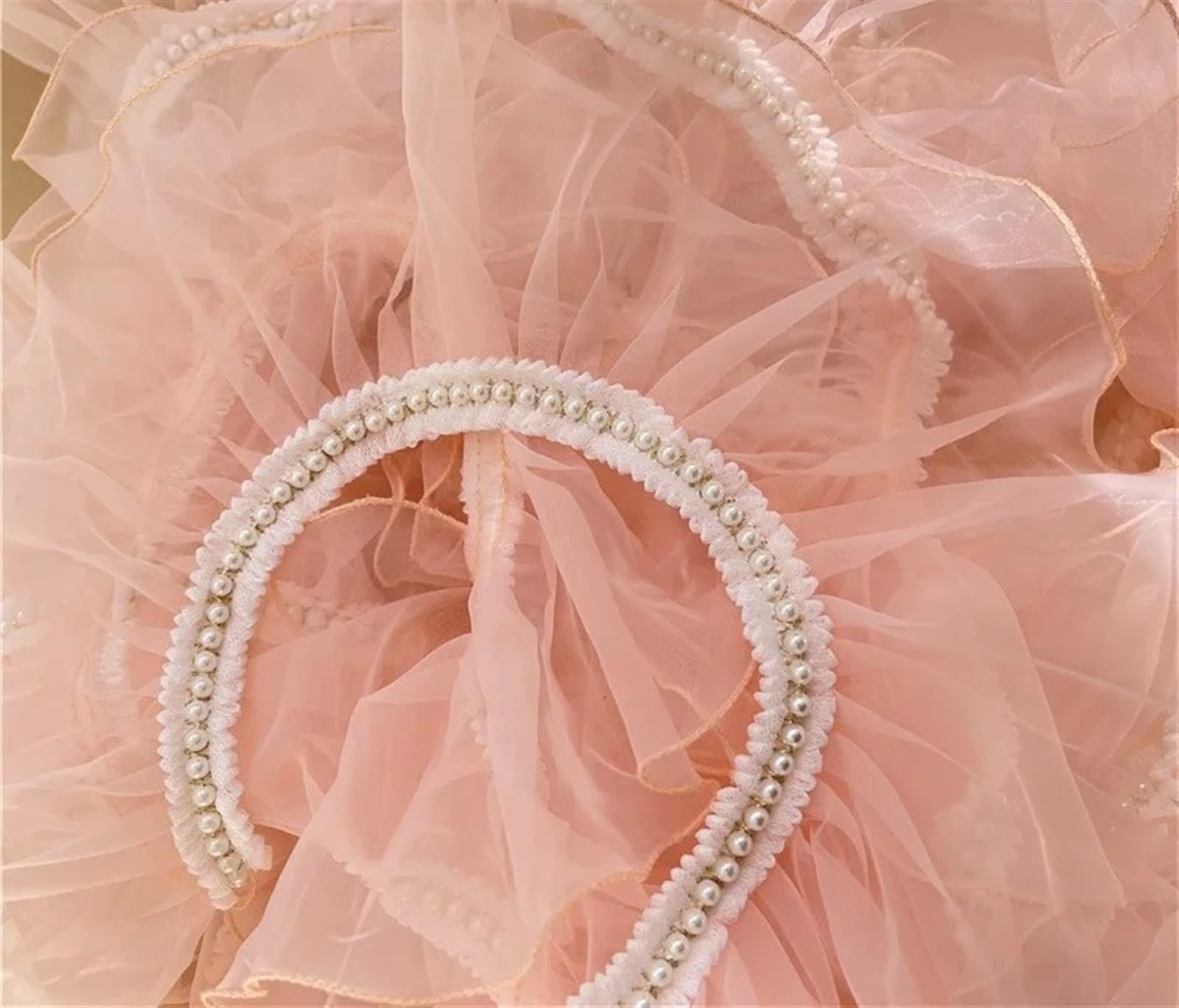 Pleated Beaded Ruffle Lace 1Meter Organza Pleats Ruffle Lace Trim with Beads Lace Sewing Craft (Color : Light Fresh 2, Size : 1meter)
