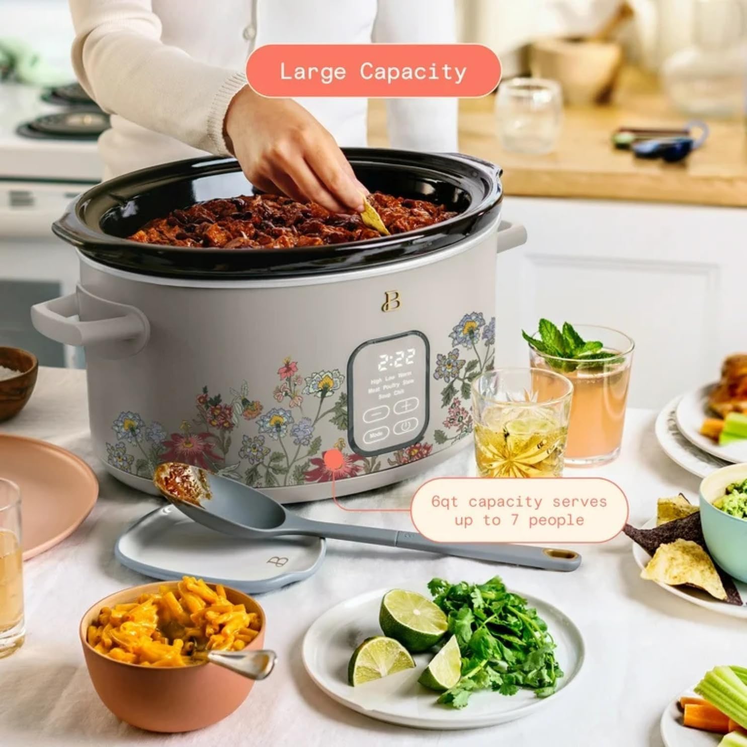 6 Quart Programmable Slow Cooker with Digital Timer, 5 Cooking Presets, Dishwasher Safe Crock Pot, Large Capacity, Easy to Use