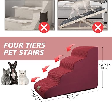 MESTUEL Dog Steps for Bed, 20in Dog Stairs Ramp for Small Large Dogs Cats