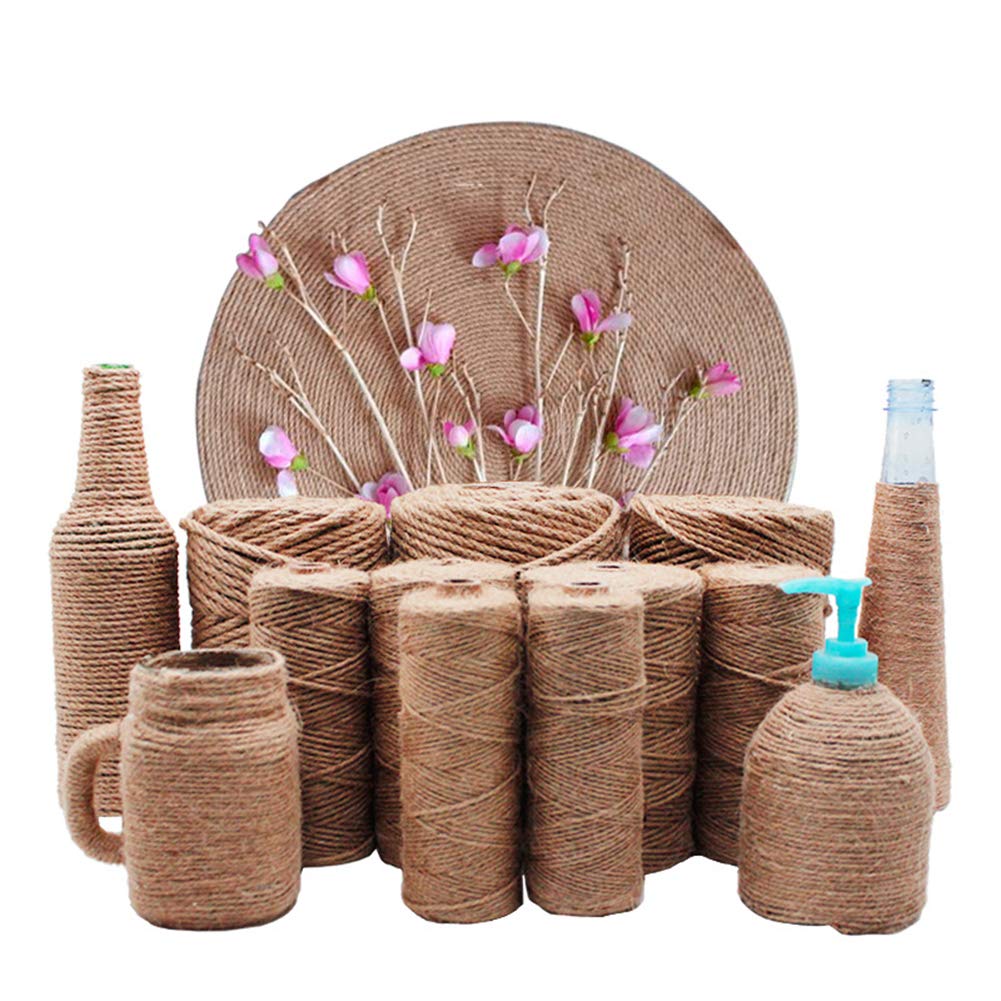 AIZYR Multiuso Corda di Canapa Artigianale - Spago di Iuta Naturale per Packaging Arts, Impacchettamento della Decorazione dei Mestieri, Scratcher per Gatti Fai da Te,9mm