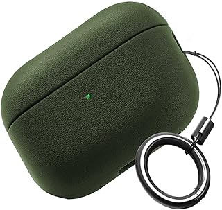 Minesk Airpods Pro 2. Nesil ile Uyumlu Leather Skin Serisi Parmak İzi Tutmayan Dış Yüzeye Sahip ve Mükemmel Koruma Sağlayan Orta Sertlikte Silikon Kılıf (Haki)
