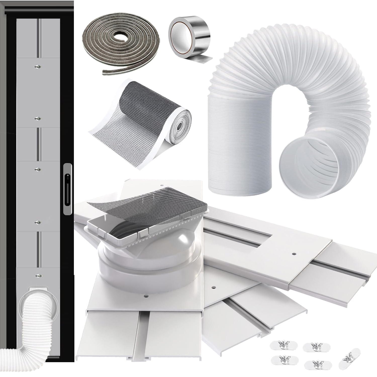 gulrear Portable Air Conditioner Sliding Door Vent Kit,Universal Balcony Sliding Door Seal Plate for Portable AC,Max Adjustable Length 228cm/90Inch for 5.9 Inch Exhaust Hose Sliding Door Mobile AC Kit โ image 1