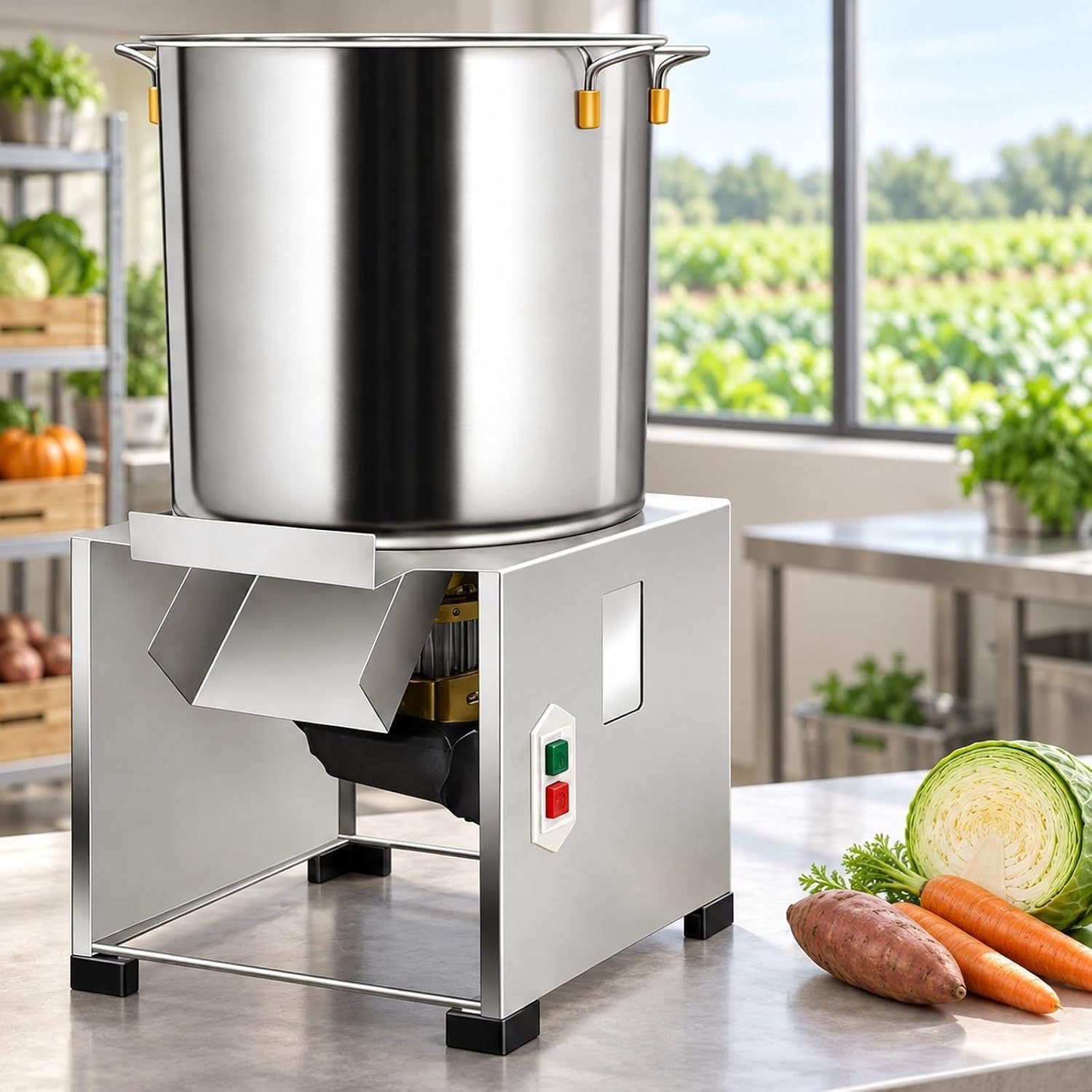 Tritatutto Professionale Per Verdure, Trituratore In Acciaio Inox Per Impieghi Gravosi, 3500 Giri/min, Produzione 50–200 Kg/h Per La Lavorazione Di Mangimi Per Pollame (1500 W)
