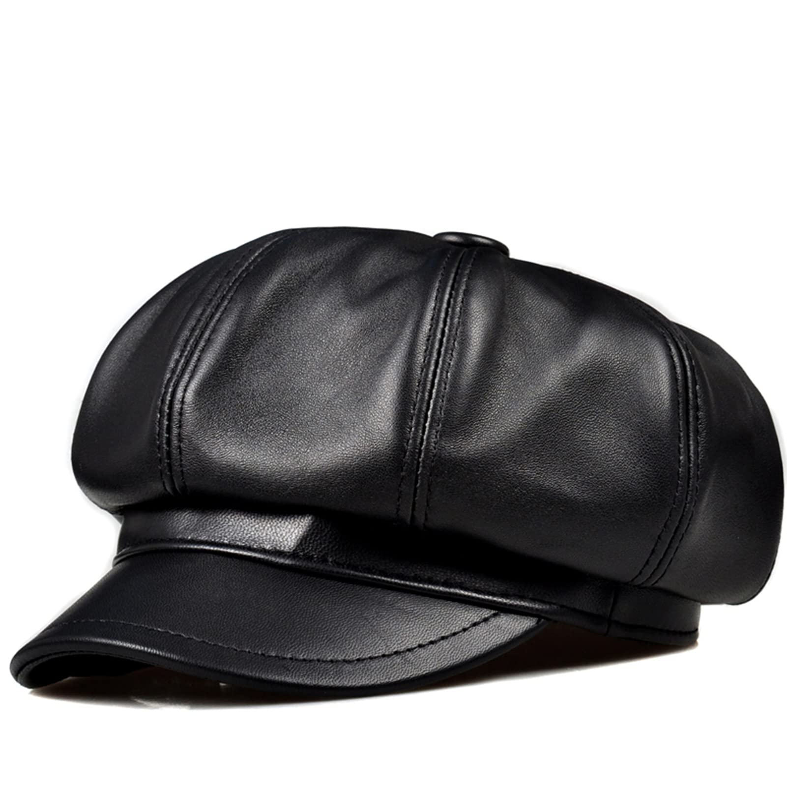 Casquette en cuir pour femme gatsby élégante en cuir véritable d'hiver