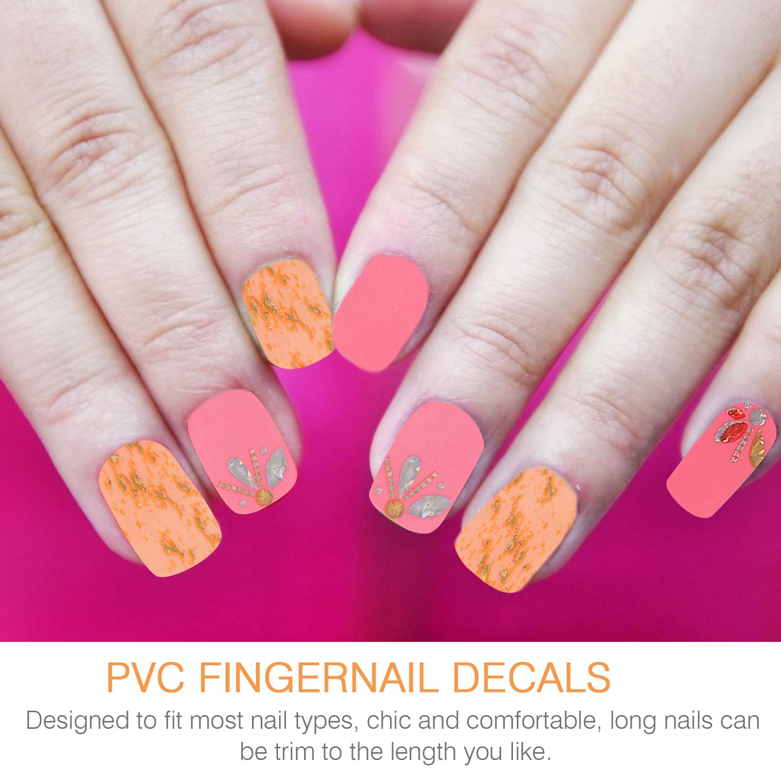 5 Set Adesivi Per Unghie Con Artificiali Autoadesivi Per Nail Art Decorazioni Durable E Facili Applicare Per Unghie Semipermanenti Per Occasione 6 Fogli*5