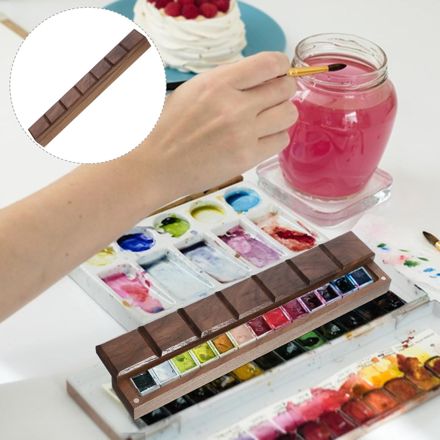 KALLORY Watercolor Pigment Box Lightweight Empty Case for Artists Portable Watercolor Palette for Travel and Art Supplies for Storing Various Paints and Pigments