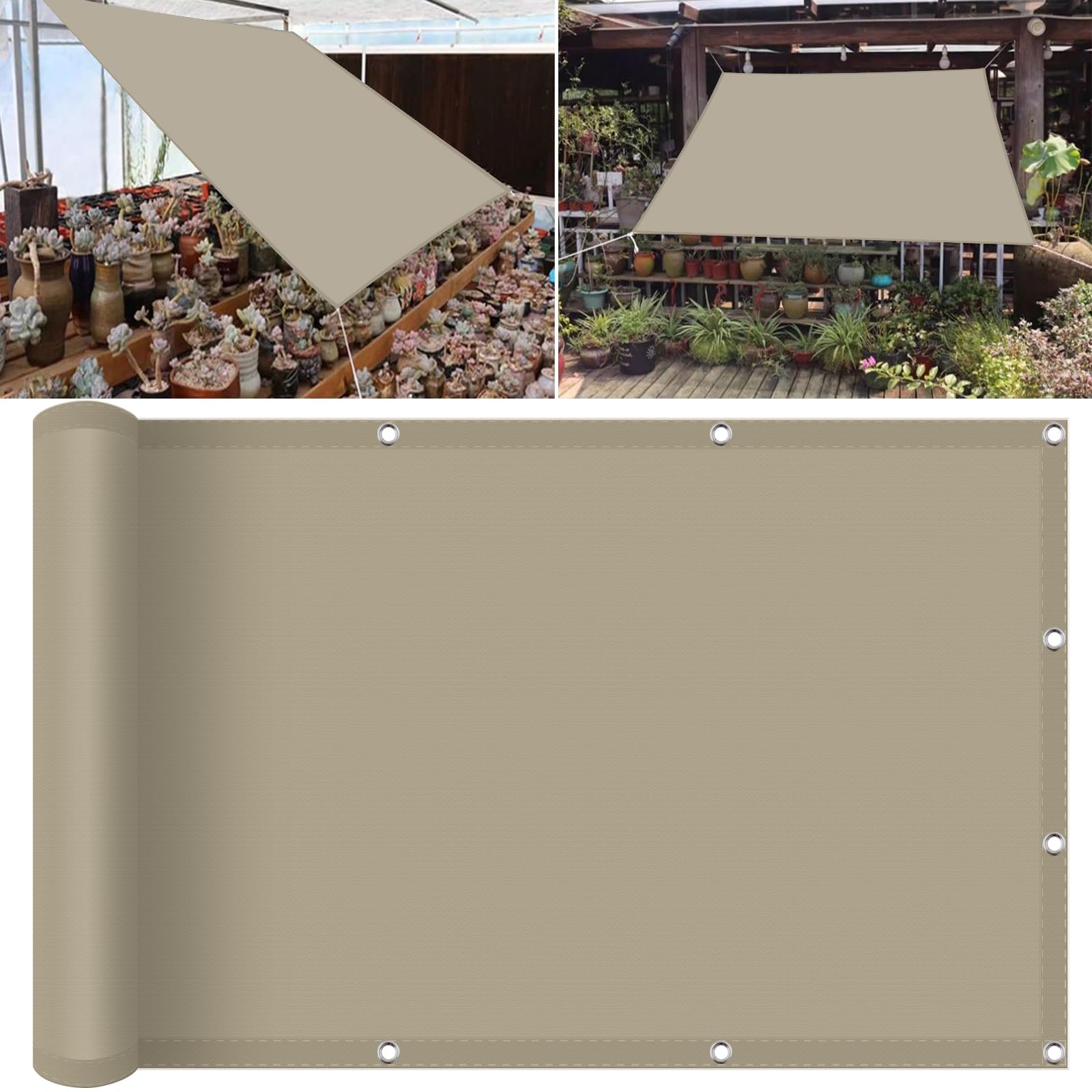 Voile d'ombrage 220 x 450 cm kaki, bâche haut de gamme contre la chaleur