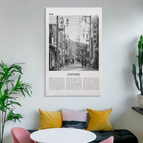 Miniatura 6 de Saitama Print Black And White, Saitama Wall Art, Saitama Poster, Saitama Photo, Saitama Wall Décor, Canvas Poster Wall Art Decor Print Picture