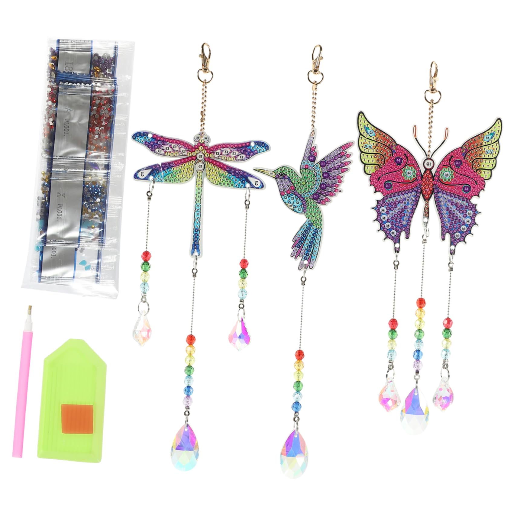 ibasenice 5 Sätze Diamanten DIY Windspiel Set Teiliges Suncatcher mit Schmetterlingen Hängende Dekoration für Fenster Balkon Zimmer Büro Kreative Bastelideen für Zuhause