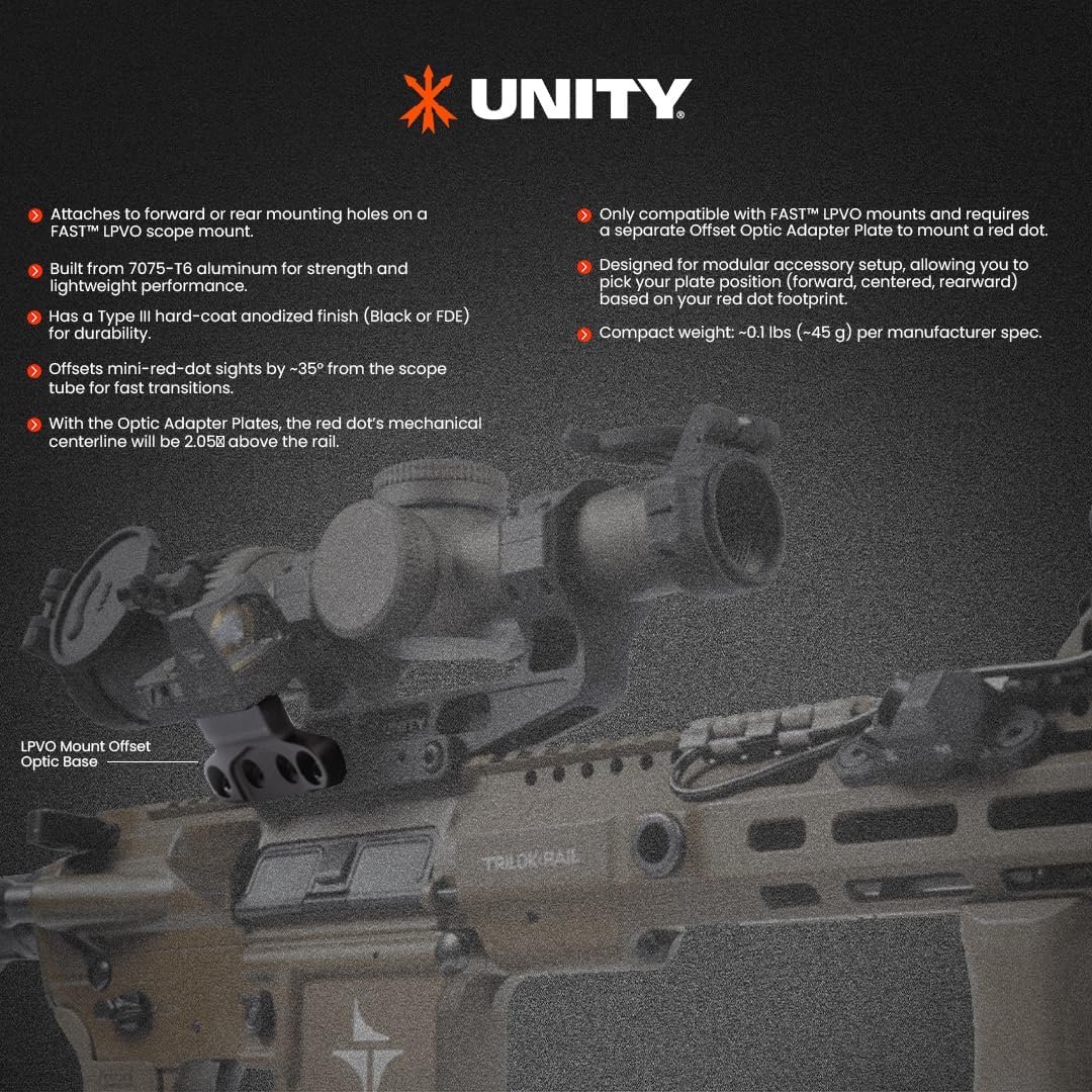 Unity Tactical FST-SOBB Fast - LPVO Offset Optic Base - Black, One Size