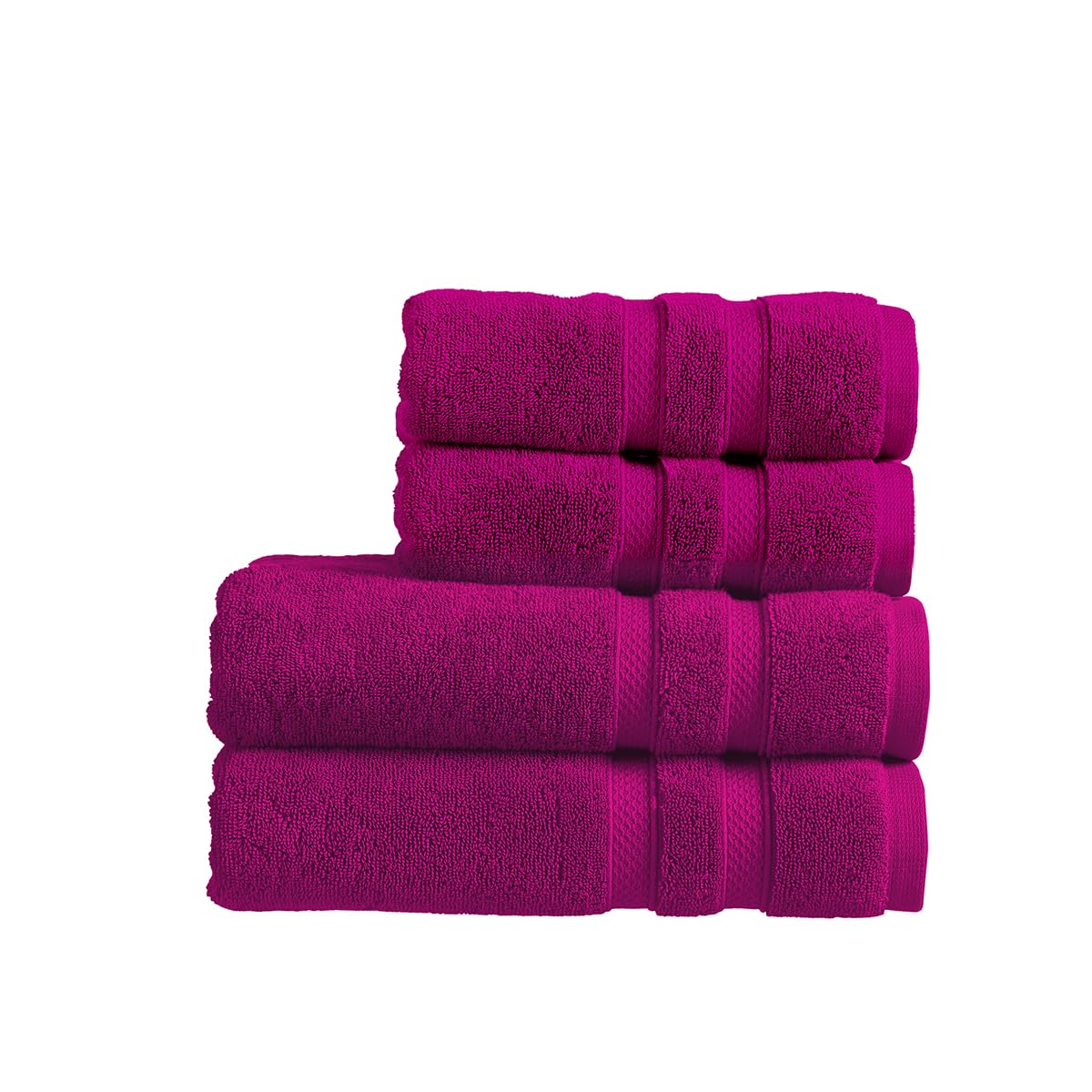 Christy Chroma Purple Towels Set | Set of 4 | 2 Bath 2 Hand | Highly Absorbent Heavyweight 675GSM | Bold and Bright | Soft Smooth Bathroom Shower Towels | 100% Cotton | Plum