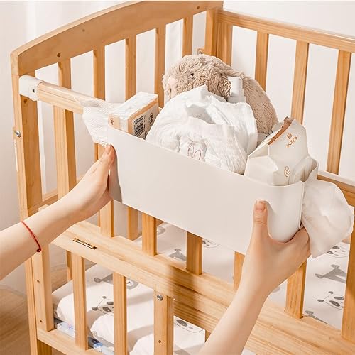 Miniatura 7 de Yopay Paquete de 2 organizadores de mesita de noche, estante de plástico para litera, soporte para mesita de noche, soporte de bolsillo de