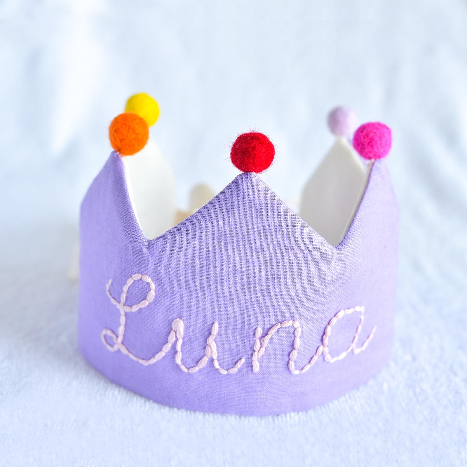 AIKERUBU Personalized Hand Embroidered Crown for Baby and Kid Birthdays, Custom Baby Birthday Hat, Fit All Ages