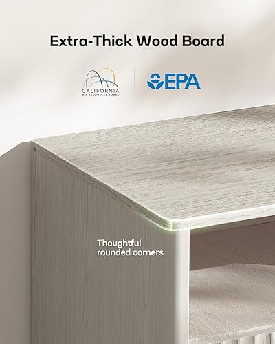 Vista 7 de Marsail Soporte de TV de 59 pulgadas de ancho para televisores de hasta 65 pulgadas, moderno centro de entretenimiento con paneles estriados, 3 Gris