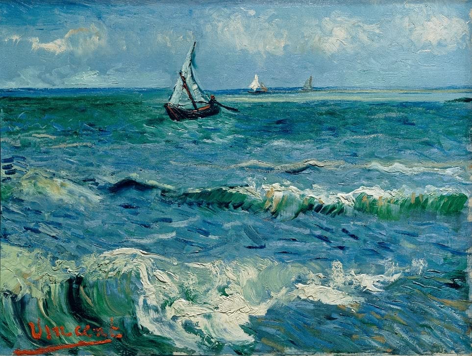 Peinture Abstraite de Vincent Van Gogh Boote on See Poster Impresson pour Chambre 60x90cm