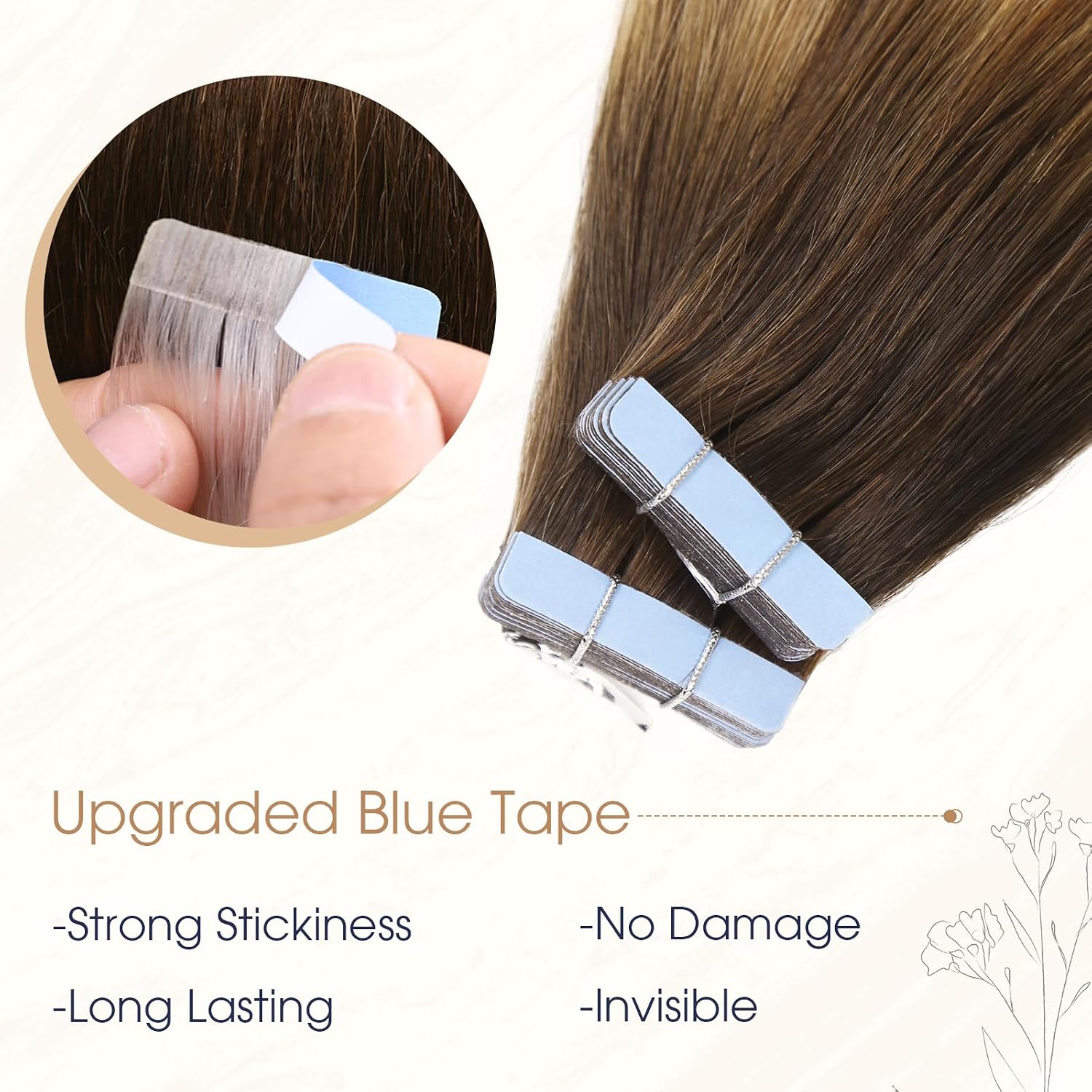 LADY MIRANDA 20 Inch Tape in Hair Extensions Human Hair 20PCS 50g Honey Blonde Tape in Hair Extensions PU Skin Weft Tape ins Invisible Sandwich Tape ins Extensions (Honey Blonde)