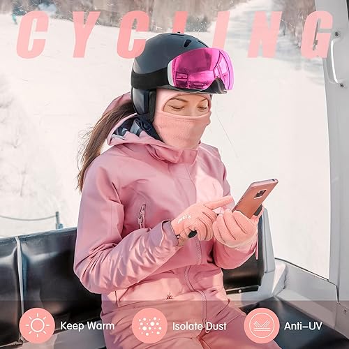 Miniatura 2 de Pasamontañas de esquí guantes de pantalla táctil de invierno para hombres y mujeres máscara de snowboard de forro polar para invierno