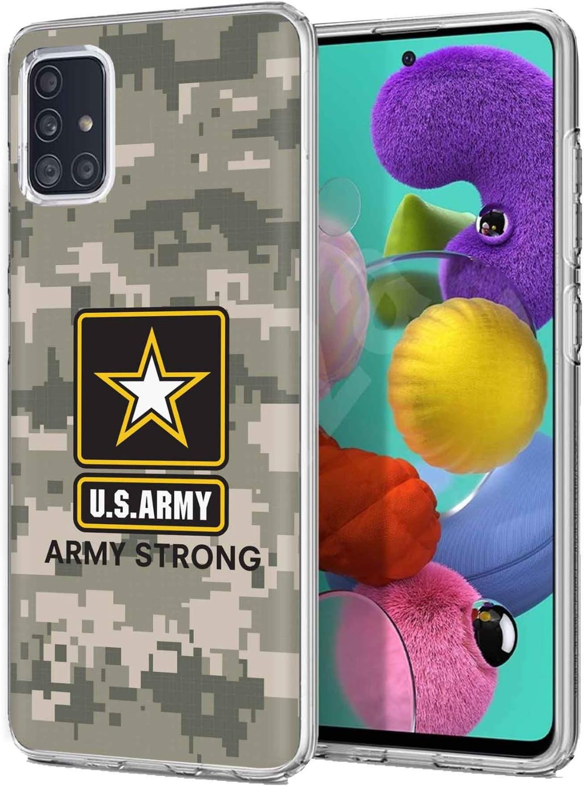 VIBECover Slim Case Compatible for Samsung Galaxy A51 5G, Total Guard Flex TPU Cover, Army Strong