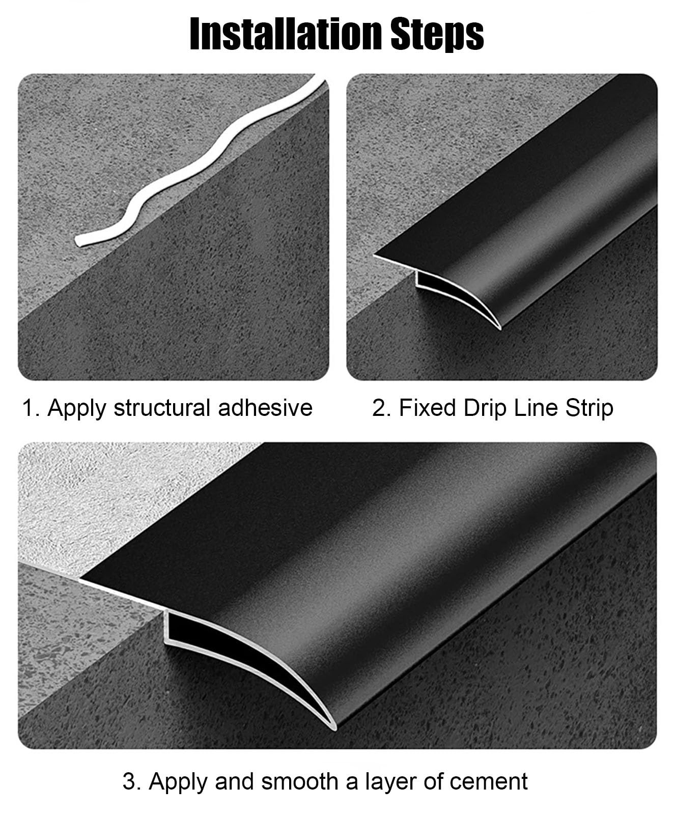 Vierteaguas Muro Exterior Deflector de Borde para Goteo en Tejado | Barrera de Aluminio Contra el Agua para Paredes Exteriores, Alféizares de Ventanas y Puertas Exteriores(Brown,2.5m(8.2ft))