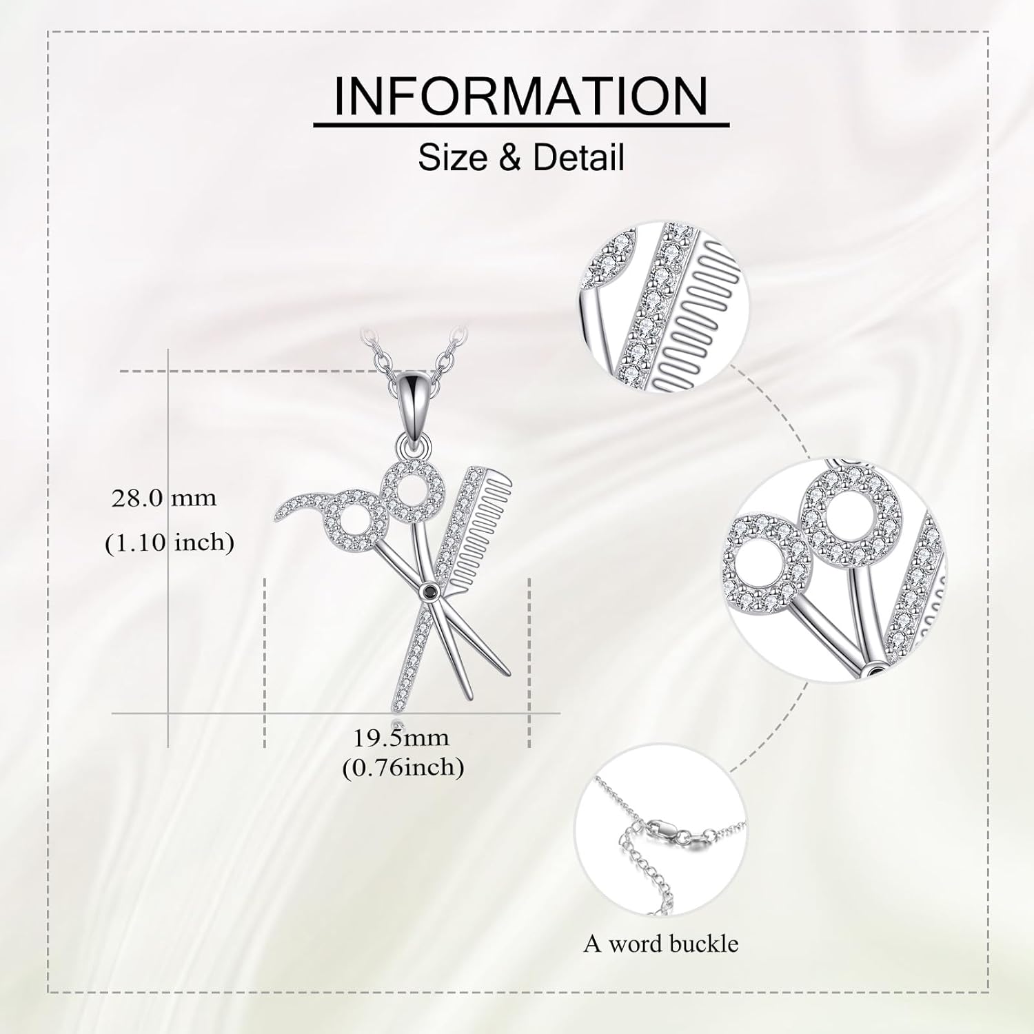 Hair Stylist Gifts S925 Sterling Silver Scissors and Comb Pendant Necklace Hairdresser Hairstylist Jewelry Gifts for Women - Image 4