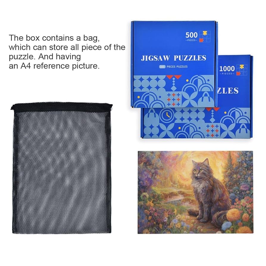 Amazon.com: ZENWAWA Cat Sitting in Flowers Jigsaw Puzzle