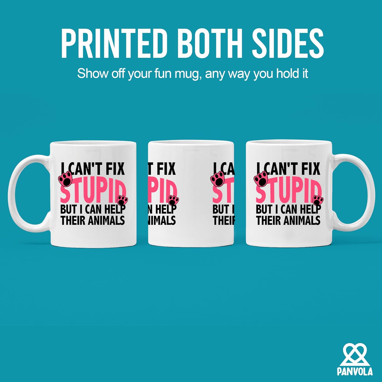 I Can't Fix Stupid But I Can Help Their Animals Veterinary Gifts Veterinarian Vet Animal Doctors Mugs Funny Sarcastic GiftsNovelty Drinkware Ceramic Mug 11 oz White - Image 3