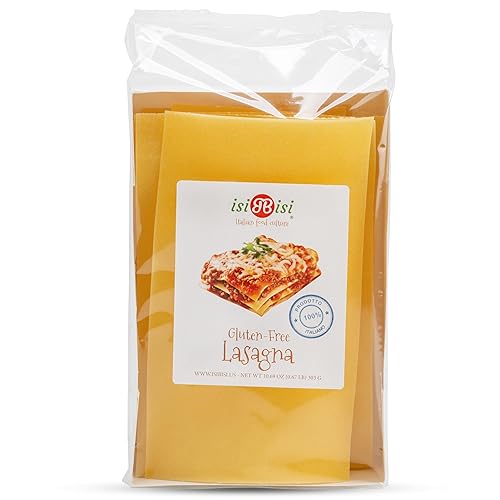 Miniatura 8 de isiBisi Lasaña Pasta sin gluten, hecha con arroz y harina de maíz, de calidad, auténticos fideos sin gluten, veganos, sin OMG, fabricados en Italia