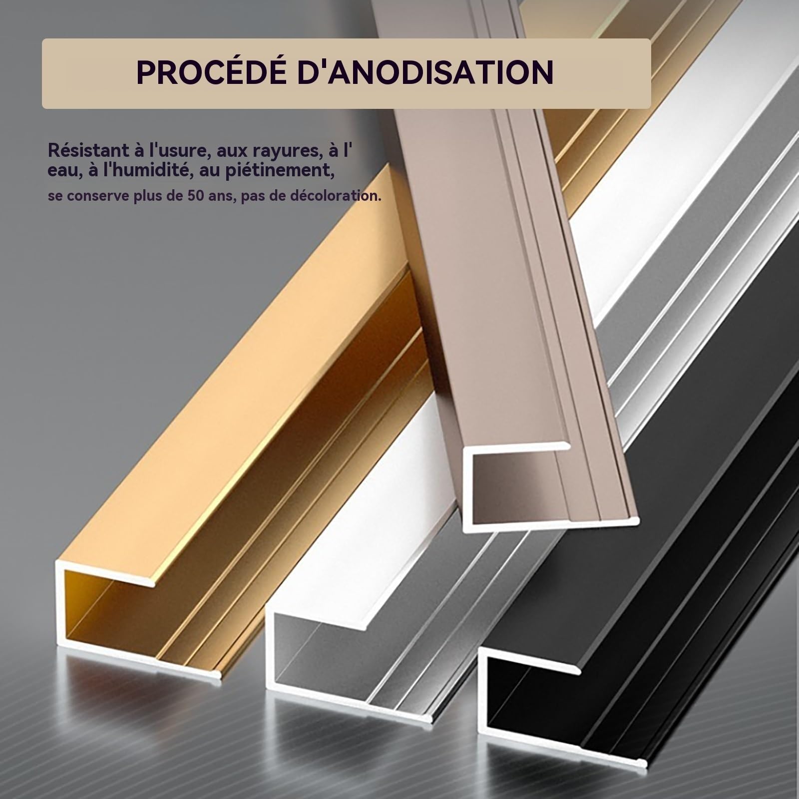 Profile De Finition Carrelage 90cm* 3 Pièces Profil De Transition Profilés en Aluminium Edge Trim en C pour Les Professions De Rénovation Et Les Amateurs De DIY(Gold,12mm)
