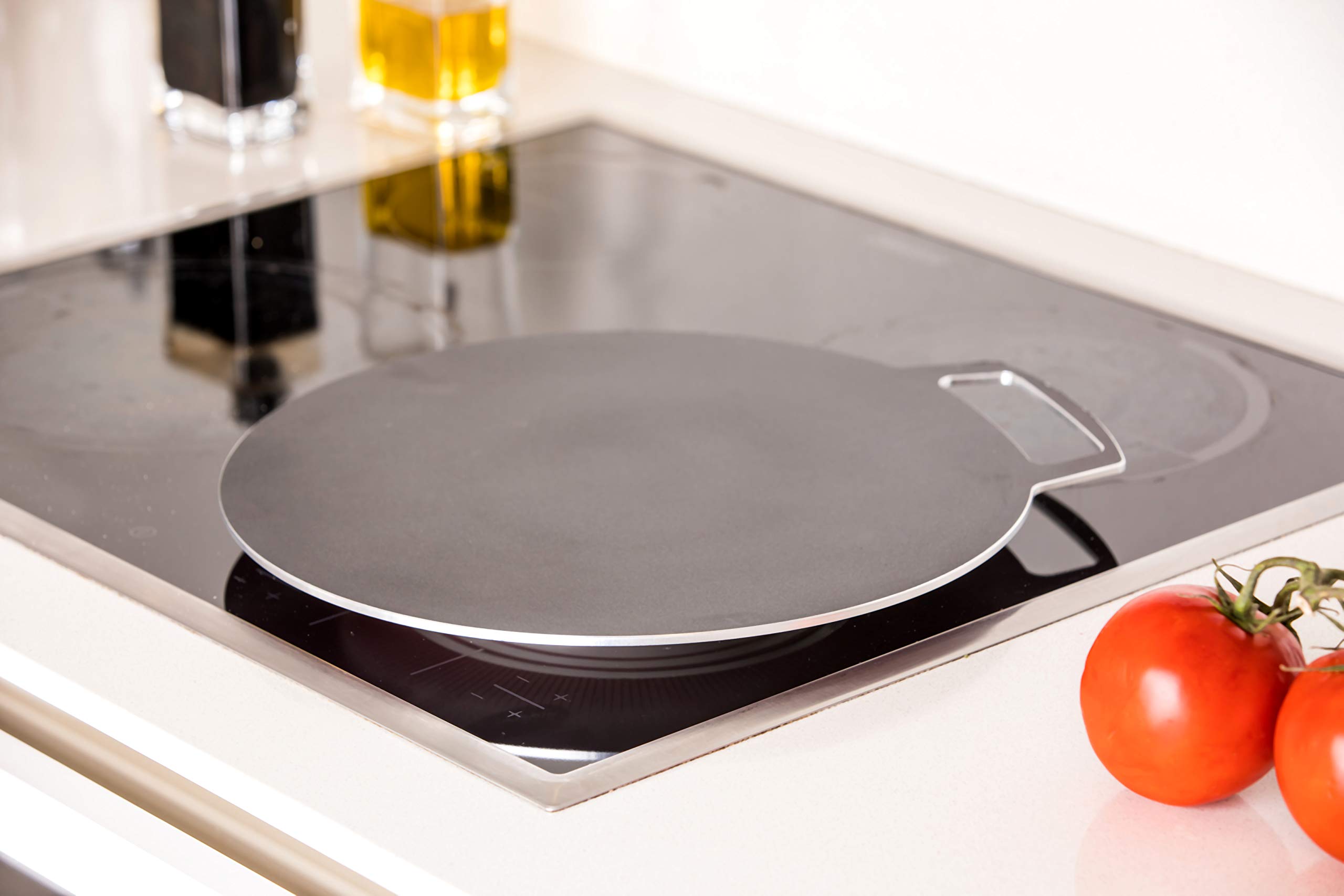 Non-Stick Flat Tawa, Black, 35cm, H 31.0 x W 37.2 x D 0.4 cm