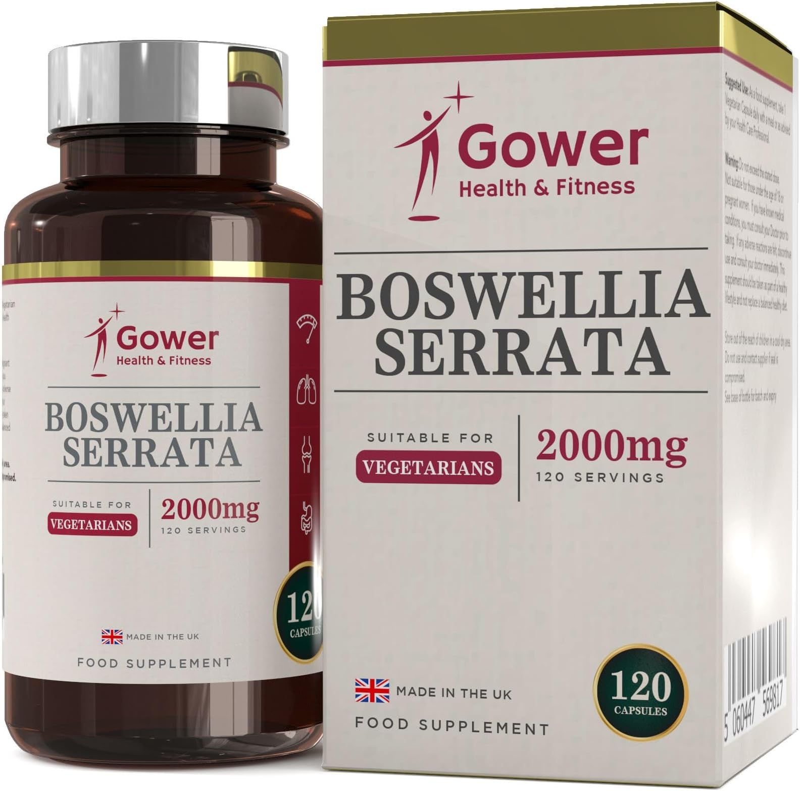 GH Boswellia Serrata 2000mg High Strength Capsules | 5:1 Boswellia Extract | 120 Vegan Capsules | Boswelia Frankincense Supplement | Non-GMO & Gluten Free | Made in The UK