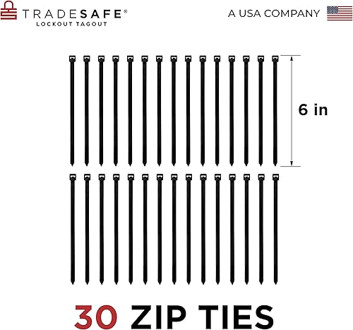 Vista 20 de TRADESAFE Etiquetas de bloqueo - 10 etiquetas de peligro de no operar con 10 bridas, vinilo de alta calidad de 32 mil, etiquetas de loto compatibles