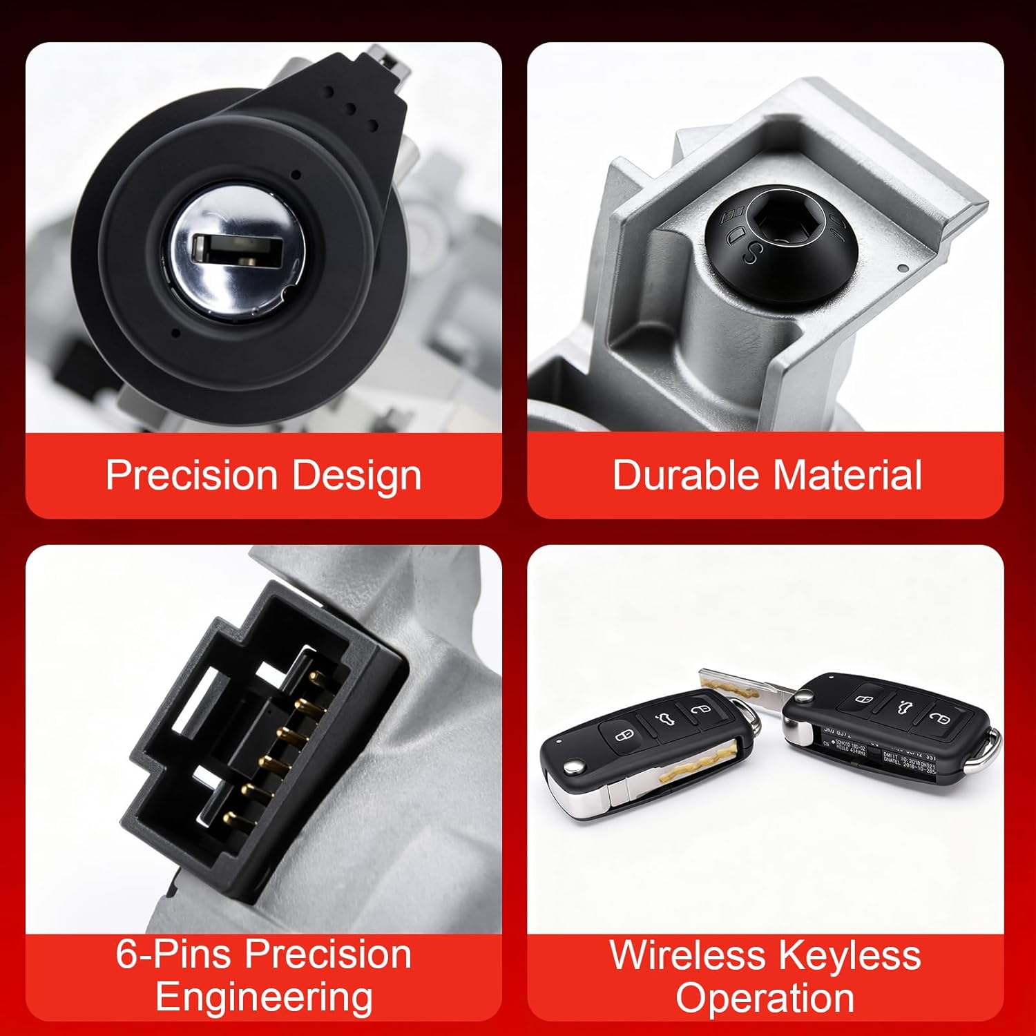 1K0905851B Ignition Switch Lock Cylinder with Key for MK6 2006-2008 2009-2019 VW Jetta Passat, 2004-2007 2010 2011 Golf EO Rabbit Tiguan Ignition Starter Switch, Replace#1K0905841 1K0905865