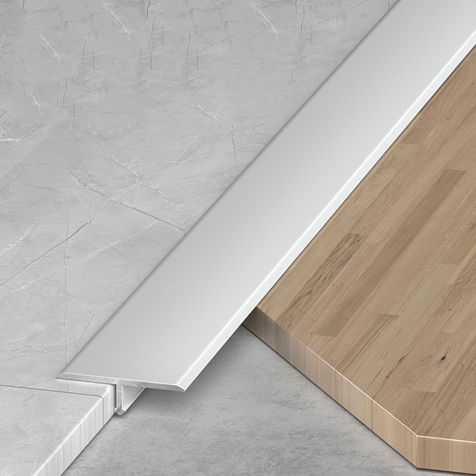 Floor Transition Strip for Doorways, Aluminum Floor Divider, Threshold Strip Metal T Molding Edge Trim Strip for Laminate Wood Tile Vinyl, Joining Flooring Gaps(Silver,10 mmx0.9 m)